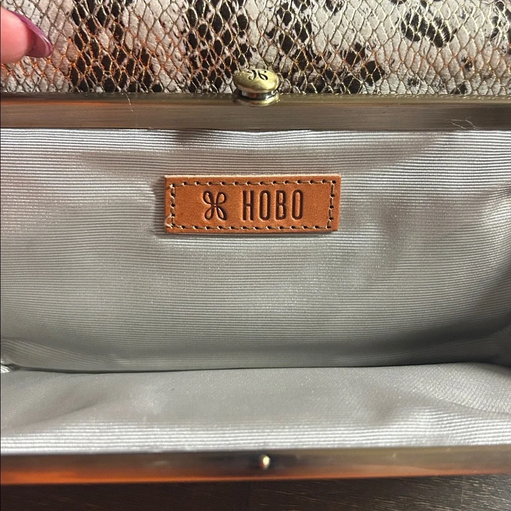 HOBO Leather Metallic Accent Snakeskin Clutch Wallet‎